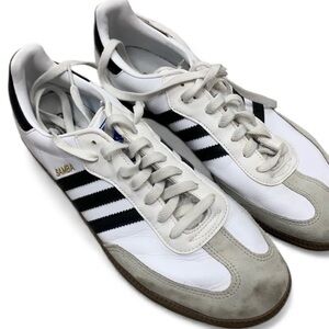 adidas Samba White and Black Athletic Shoes